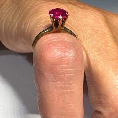 10K gold ring with light red stone (size 6)