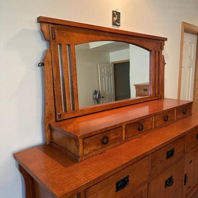 MISSION STYLE DRESSER WITH MIRROR
