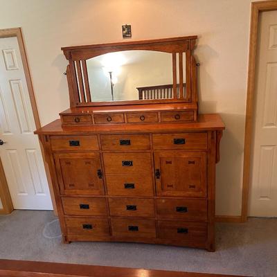 MISSION STYLE DRESSER WITH MIRROR