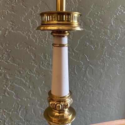 PAIR OF STIFFEL LAMPS WITH MILK GLASS SHADES