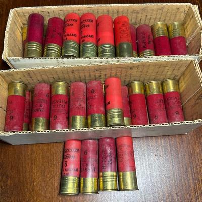 46 rounds of varied 12 ga ammunition
