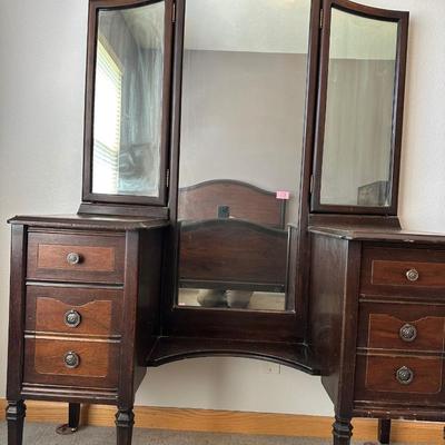 ANTIQUE VANITY WITH STOOL