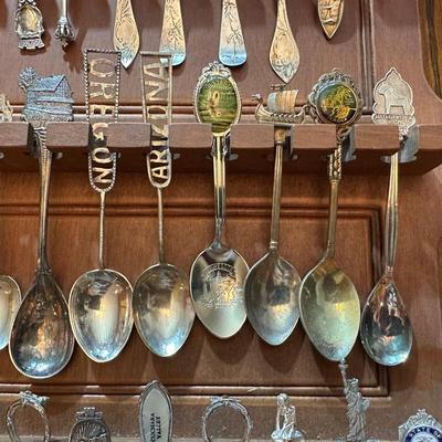 SOUVENIR SPOONS WITH A WALL HUNG HOLDER