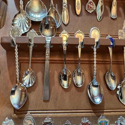 SOUVENIR SPOONS WITH A WALL HUNG HOLDER