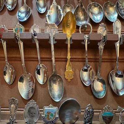 SOUVENIR SPOONS WITH A WALL HUNG HOLDER