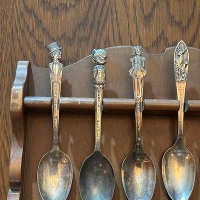 SOUVENIR SPOONS WITH A WALL HUNG HOLDER