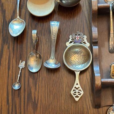SOUVENIR SPOONS WITH A WALL HUNG HOLDER