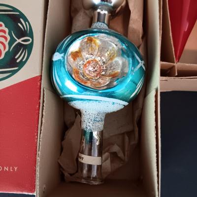 SHINY BRITE GLASS TREE TOPPER AND GLASS ORNAMENTS