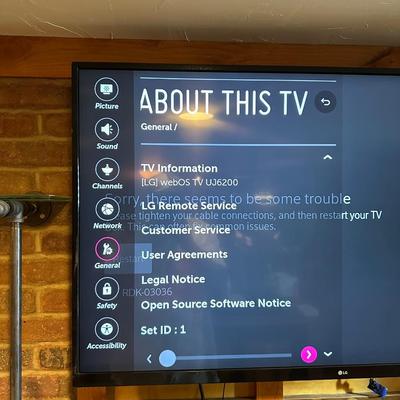 LG 49" LED SMART TV WITH REMOTE, WALL MOUNT AND STAND