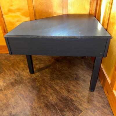 CORNER TABLE WITH DRAWER AND FAUCET DRAWER PULLS