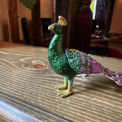 BEAUTIFUL GLASS AND OTHER PEACOCK PLUS A WHITE BIRD