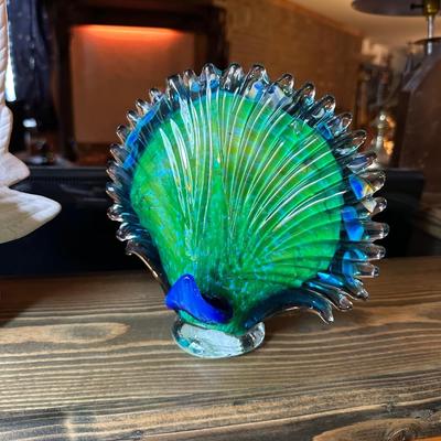BEAUTIFUL GLASS AND OTHER PEACOCK PLUS A WHITE BIRD