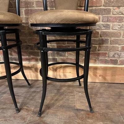 2 MICROFIBER SWIVEL BAR STOOLS