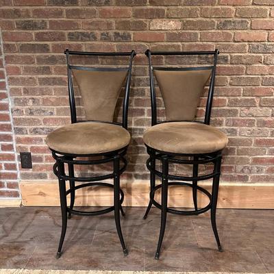 2 MICROFIBER SWIVEL BAR STOOLS