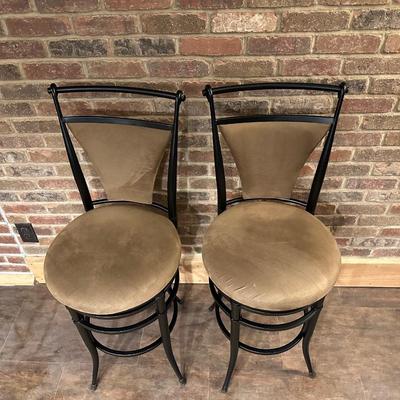 2 MICROFIBER SWIVEL BAR STOOLS