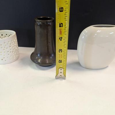 Antique Metal & Porcelain Vases & Candle-holder