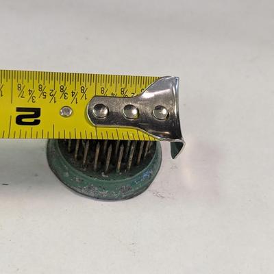 1950's Green Metal Needle Pin Flower Frog Lead/Brass Holder