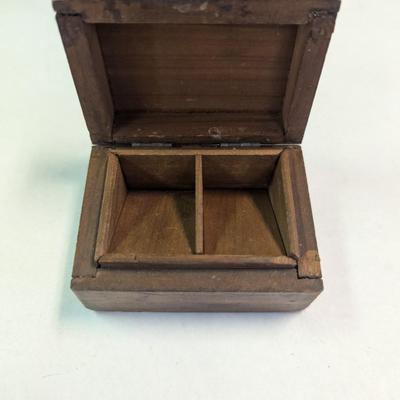 Antique Wooden Stamp Box Vintage Tin Gold Butterfly Ribbon Tin & Japanese Trinket Box & Black & White Bone Bowl