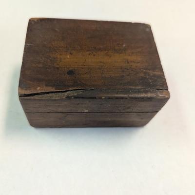 Antique Wooden Stamp Box Vintage Tin Gold Butterfly Ribbon Tin & Japanese Trinket Box & Black & White Bone Bowl