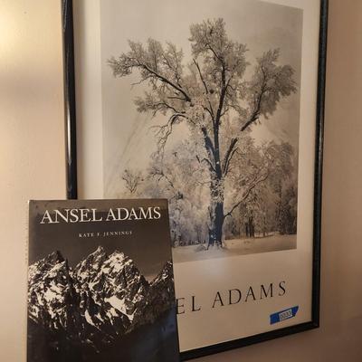 Ansel Adams Book & Oak Tree Snowstrom Framed Print 36x25 + 2 small 8x10 framed art 2