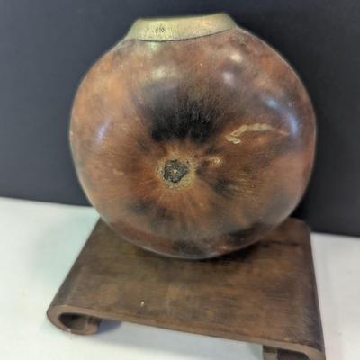 Hand Carved Gourd With Brass Ring