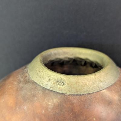 Hand Carved Gourd With Brass Ring