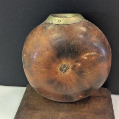 Hand Carved Gourd With Brass Ring
