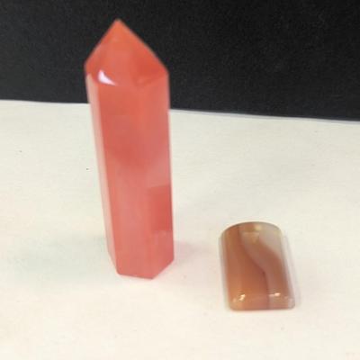 Six Point Red Quartz Crystal & Smooth Stone
