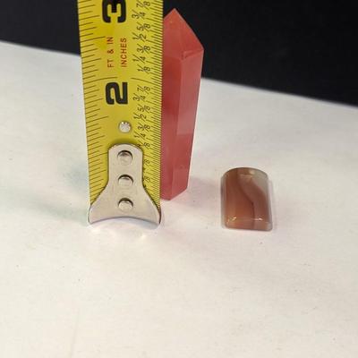 Six Point Red Quartz Crystal & Smooth Stone