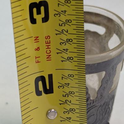 Antique Mexican Silver Wrapped Shot Glass Sterling 925