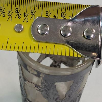 Antique Mexican Silver Wrapped Shot Glass Sterling 925