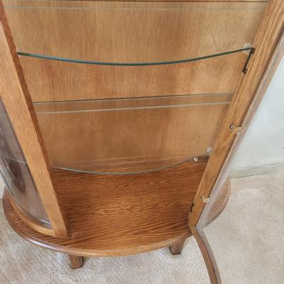 Bow Front Curio Cabinet 3 Glass Shelves w key 34x15x60