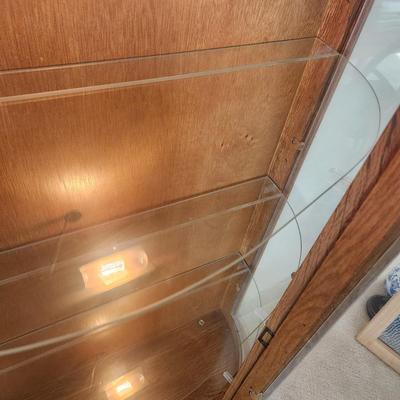 Bow Front Curio Cabinet 3 Glass Shelves w key 34x15x60