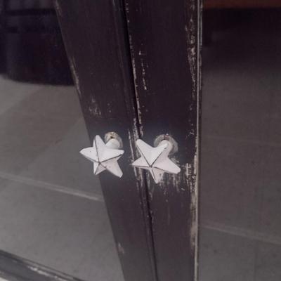 Antique Double Door Glass Front Cabinet