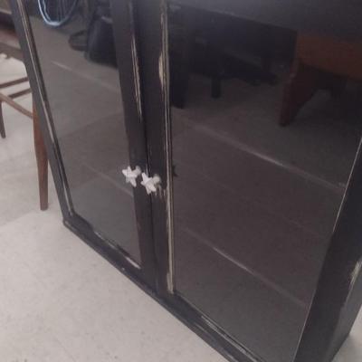 Antique Double Door Glass Front Cabinet