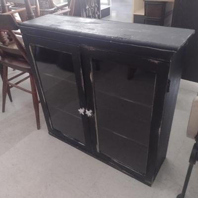 Antique Double Door Glass Front Cabinet