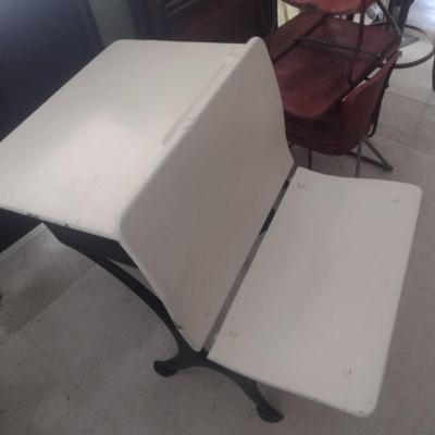 Vintage Schoolhouse Desk with Cast Iron Frame