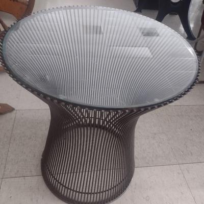 Mid Century Wrought Metal Wire Glass Top Planter Inspired by Knoll