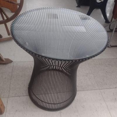 Mid Century Wrought Metal Wire Glass Top Planter Inspired by Knoll