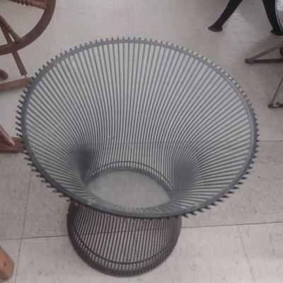 Mid Century Wrought Metal Wire Glass Top Planter Inspired by Knoll