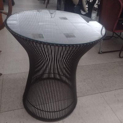 Mid Century Wrought Metal Wire Glass Top Planter Inspired by Knoll