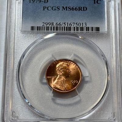 PCGS CERTIFIED 1979-D MS66 RED LINCOLN CENT AS PICTURED.