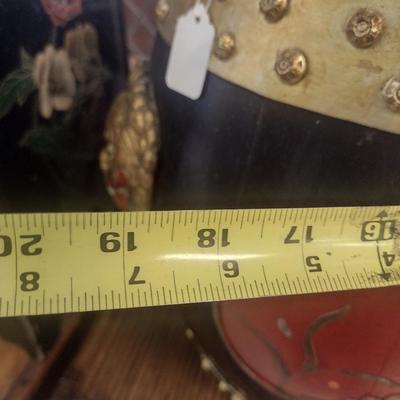 Vintage Black and Red Chinese Rice Barrel