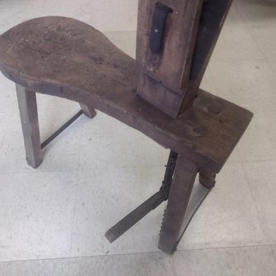 Antique Leather Worker's Work Bench