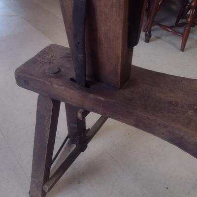 Antique Leather Worker's Work Bench