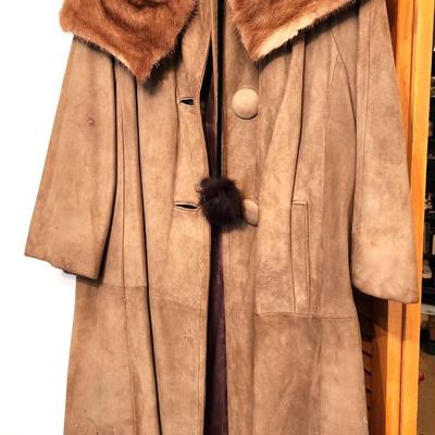 Lot #182 Vintage Suede Ladies Coat - Mink Collar