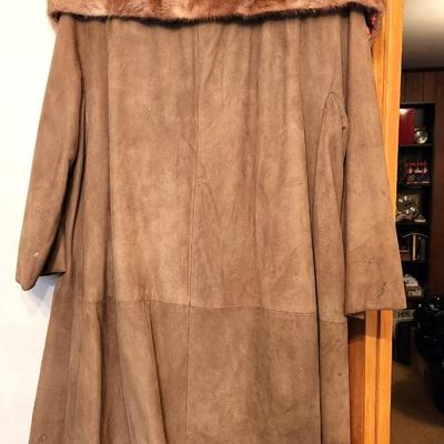 Lot #182 Vintage Suede Ladies Coat - Mink Collar