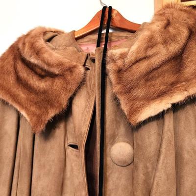 Lot #182 Vintage Suede Ladies Coat - Mink Collar
