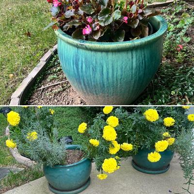 Trio of Teal Ceramic Plant Pots (FP-RG)