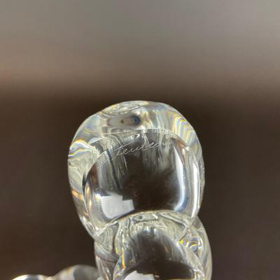 Sale Photo Thumbnail #25: Peter Yenawine ( American , b. 1944 ) for Steuben glass caterpillar sculpture, designed in 1970, signed “Steuben” to underside at end of tail. Provenance from a 177 75th Street Collection.
Measurements:
10” in length, 6.5” in height, 2.5” in wid